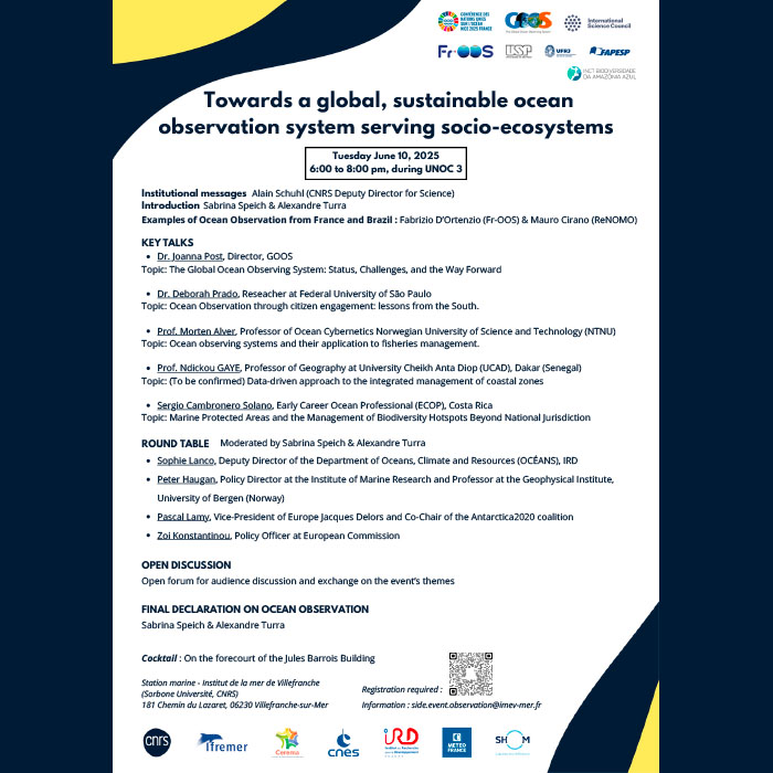 AGENDA - SIDE-EVENTS : Towards a global, sustainable ocean observation system serving socio-ecosystems
