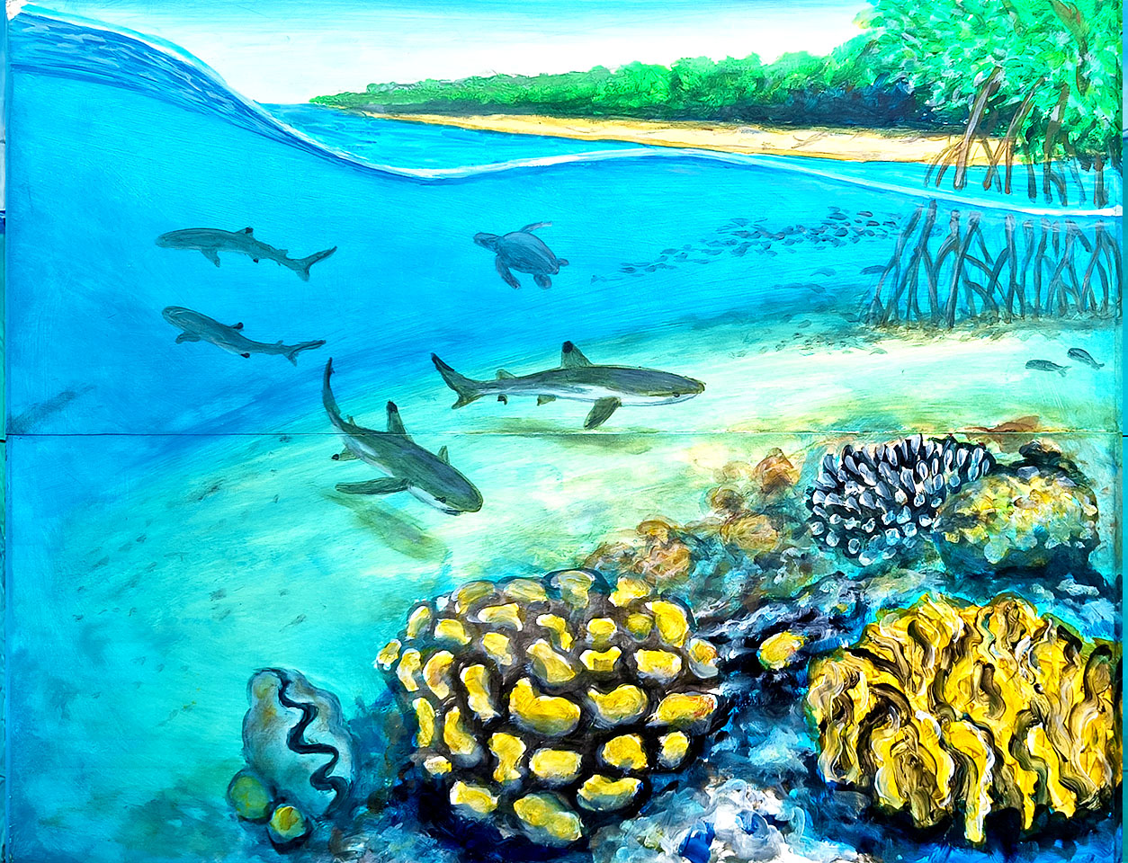 Artwork by Carlos Hiller - Acrylic paint on BGC-Argo float foam