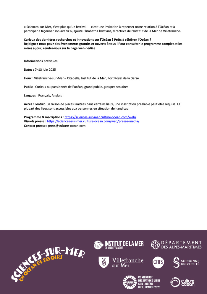 Festival Sciences-Sur-Mer: Information presse p2
